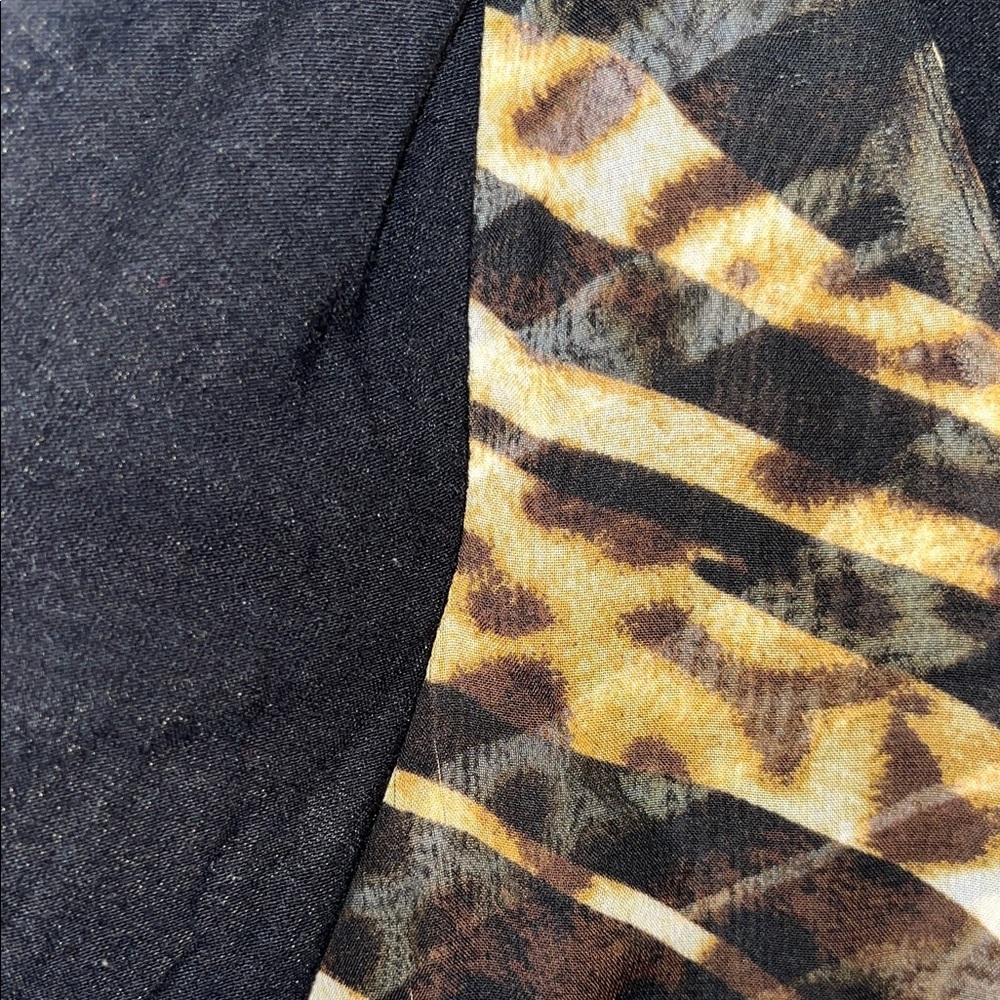 Chico's Black Cardigan with Animal Print Layer - Picture 3 of 6